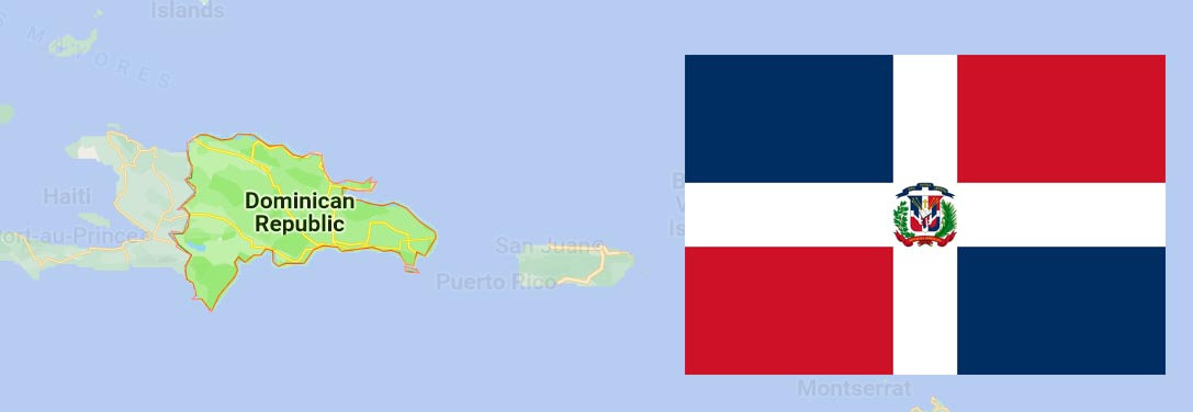Map and flag of the Dominican Republic